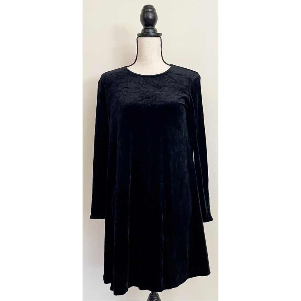 Vintage 90s Maternity Velvet Black Mini Dress